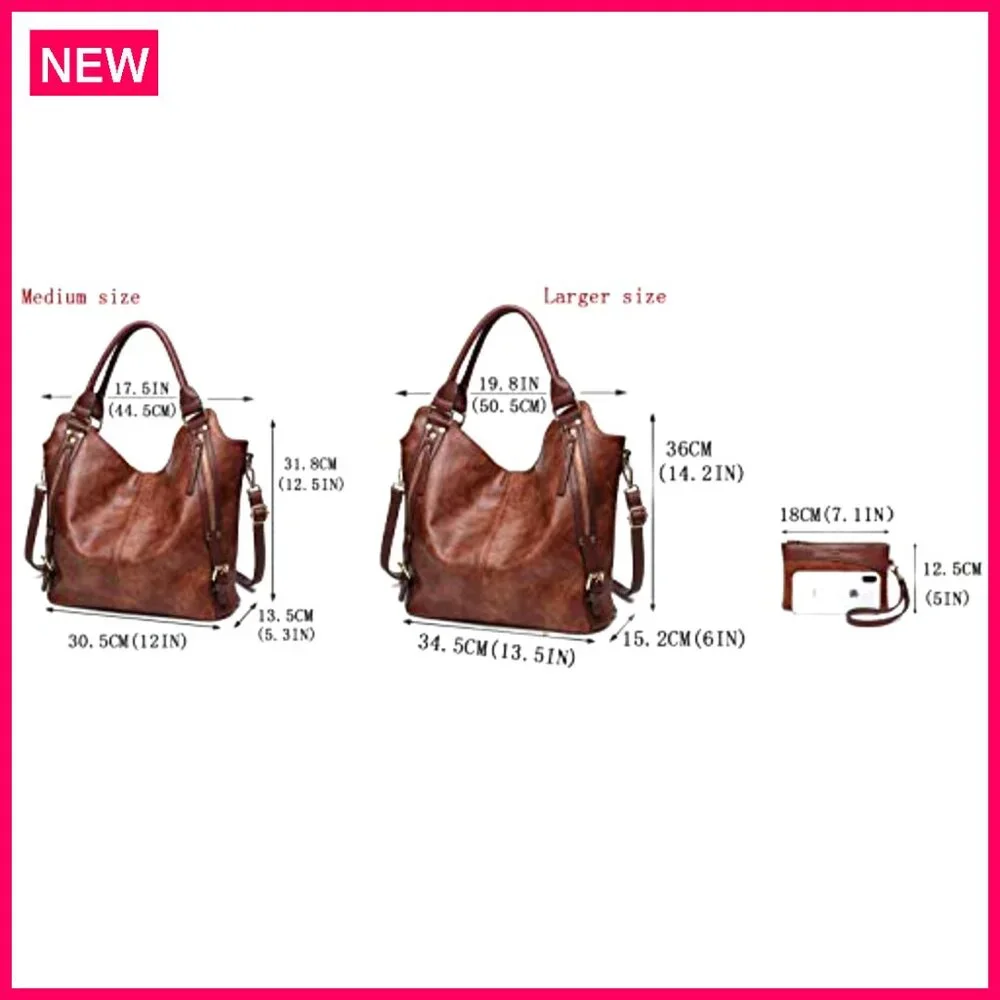 PU Leather Hobo Tote Bag with Adjustable Strap Multi-Pocket Organizer - Picture 7 of 8